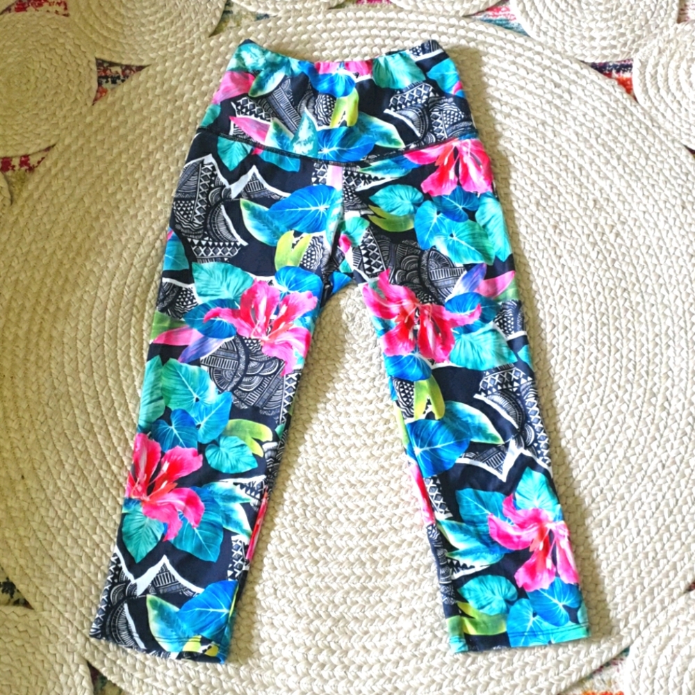 Onzie High Waist Crop Floral Jungle Aztec Leggings